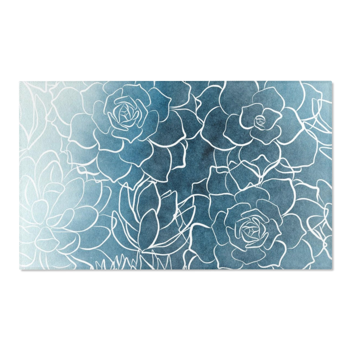 Floral Area Rug | Indigo Blue Ombre Succulents