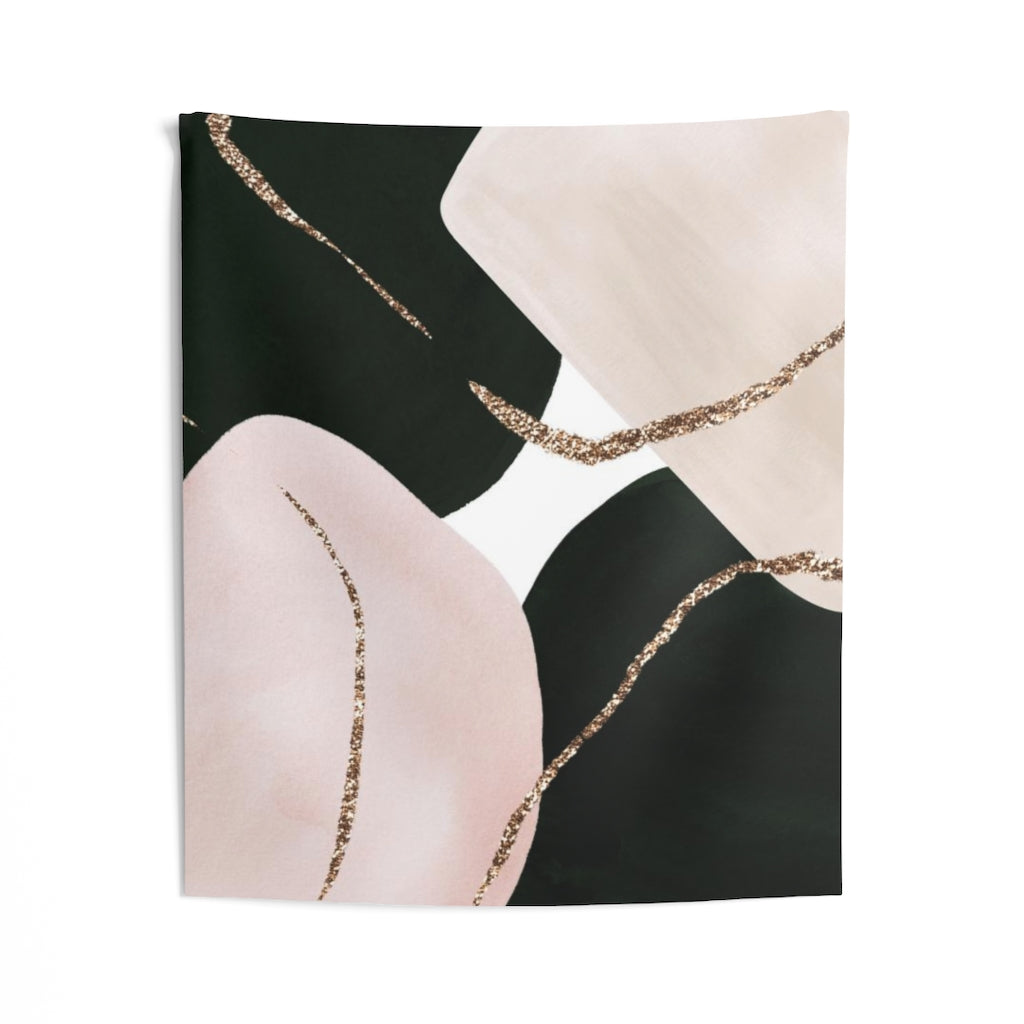 Abstract Tapestry | Beige Black Blush Pink Gold