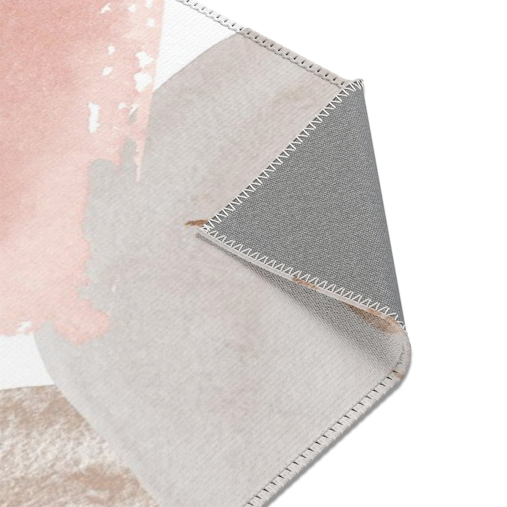 Abstract Area Rug | Navy Blush Pink Gold Beige