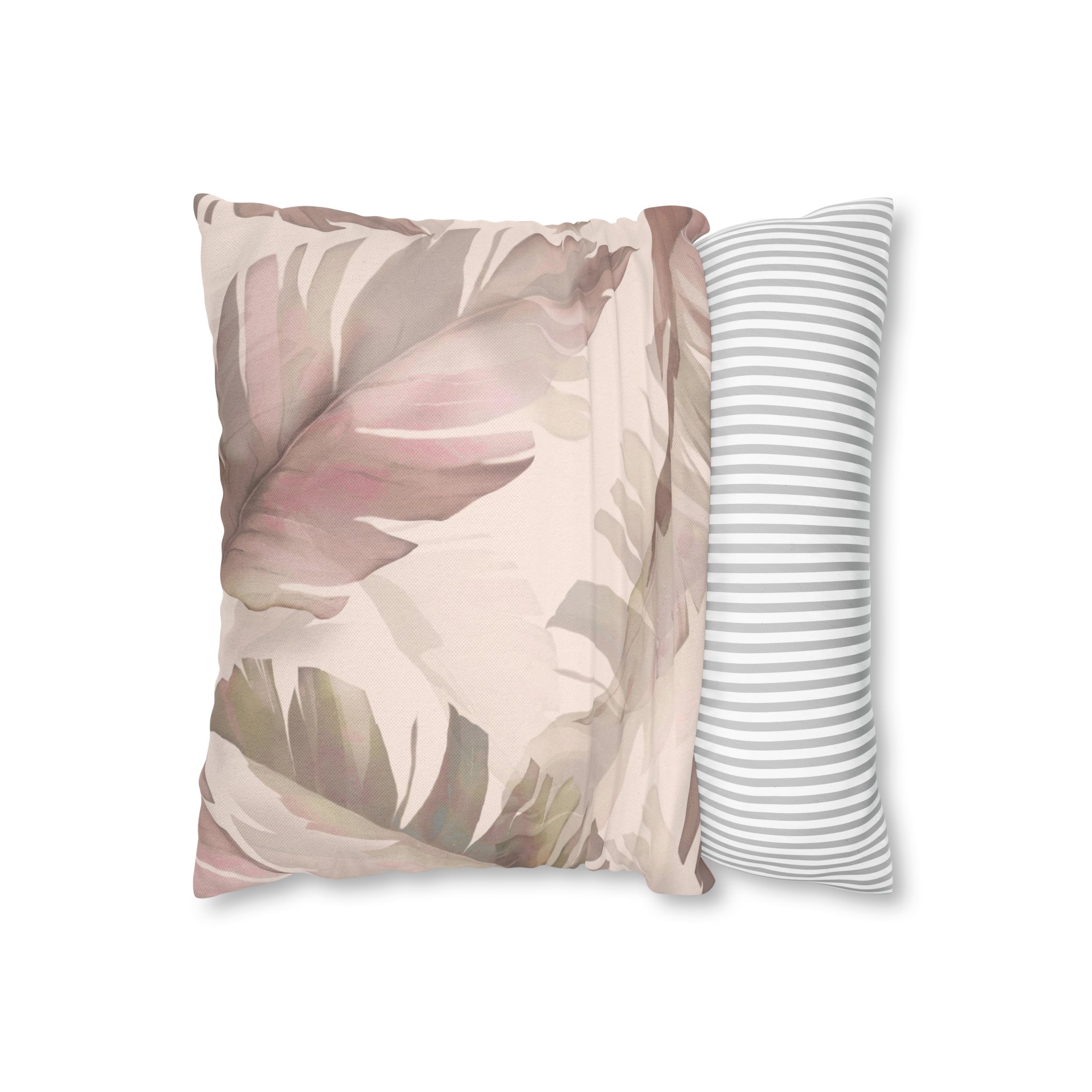 Floral Pillow Cover | Blush Pink Beige, Jungle Leaves