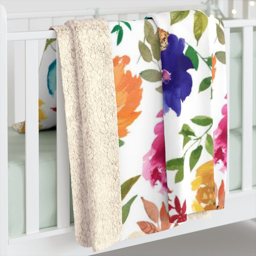 Floral Boho Comfy Blanket | Purple Pink Teal