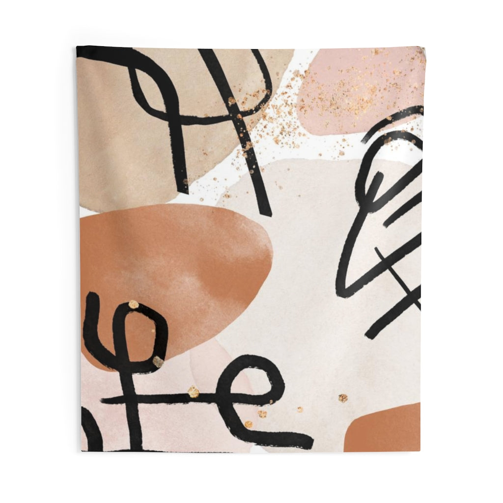 Abstract Tapestry | Beige Rust Black Blush Pink
