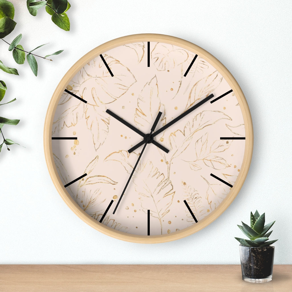 Floral 10" Wood Wall Clock | Blush Pink Gold