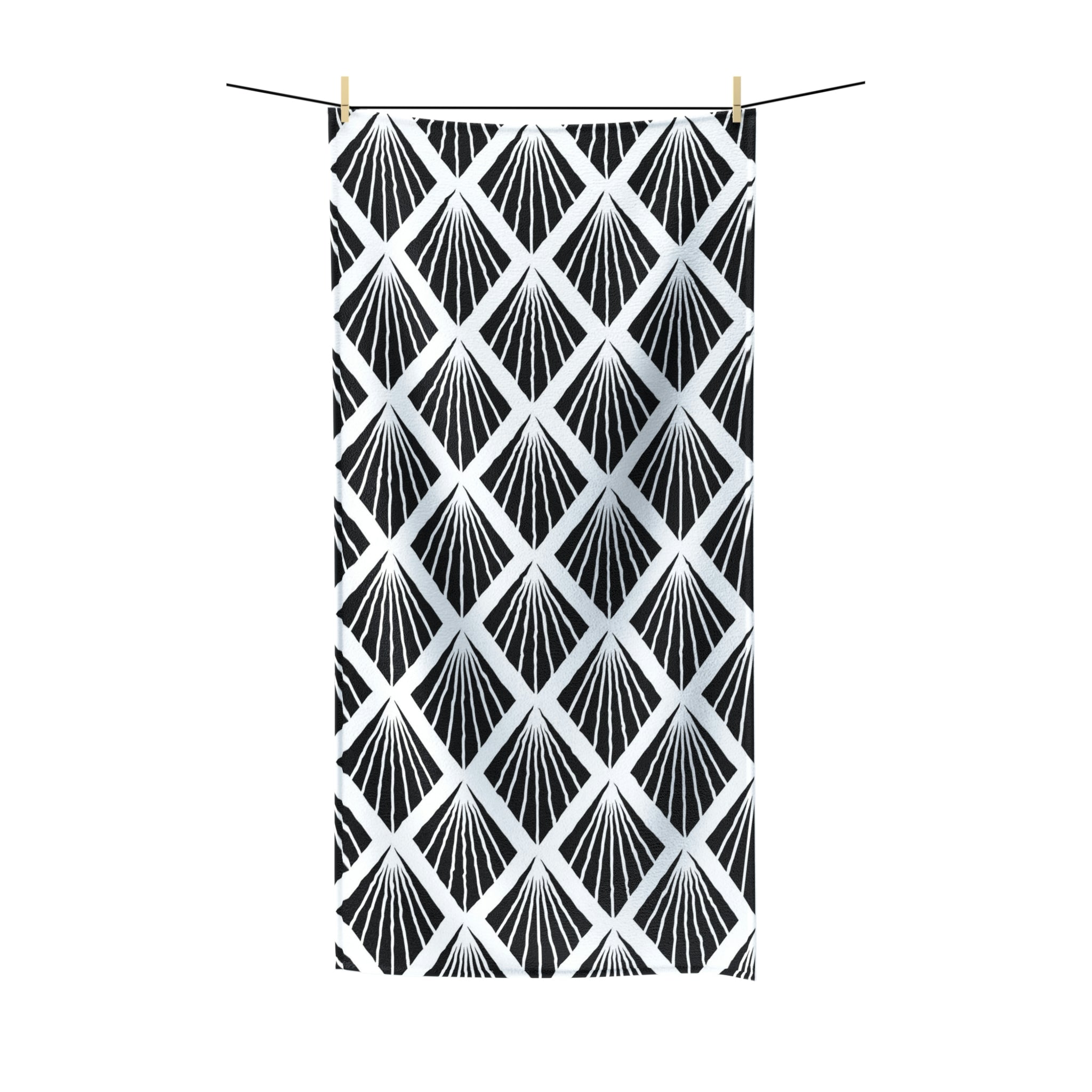 Black Art Deco Bath Towel