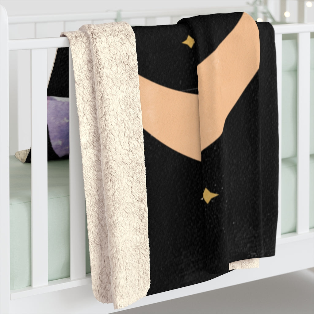 Black Gold Moon Stars, Celestial Cosmic, Lavender, Abstract Blanket