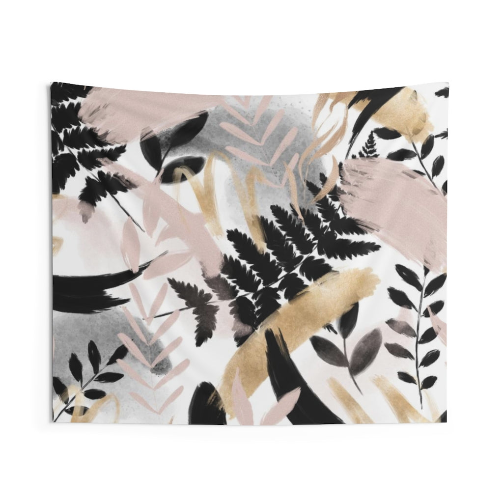 Floral Tapestry | White Blush Pink Black Gold