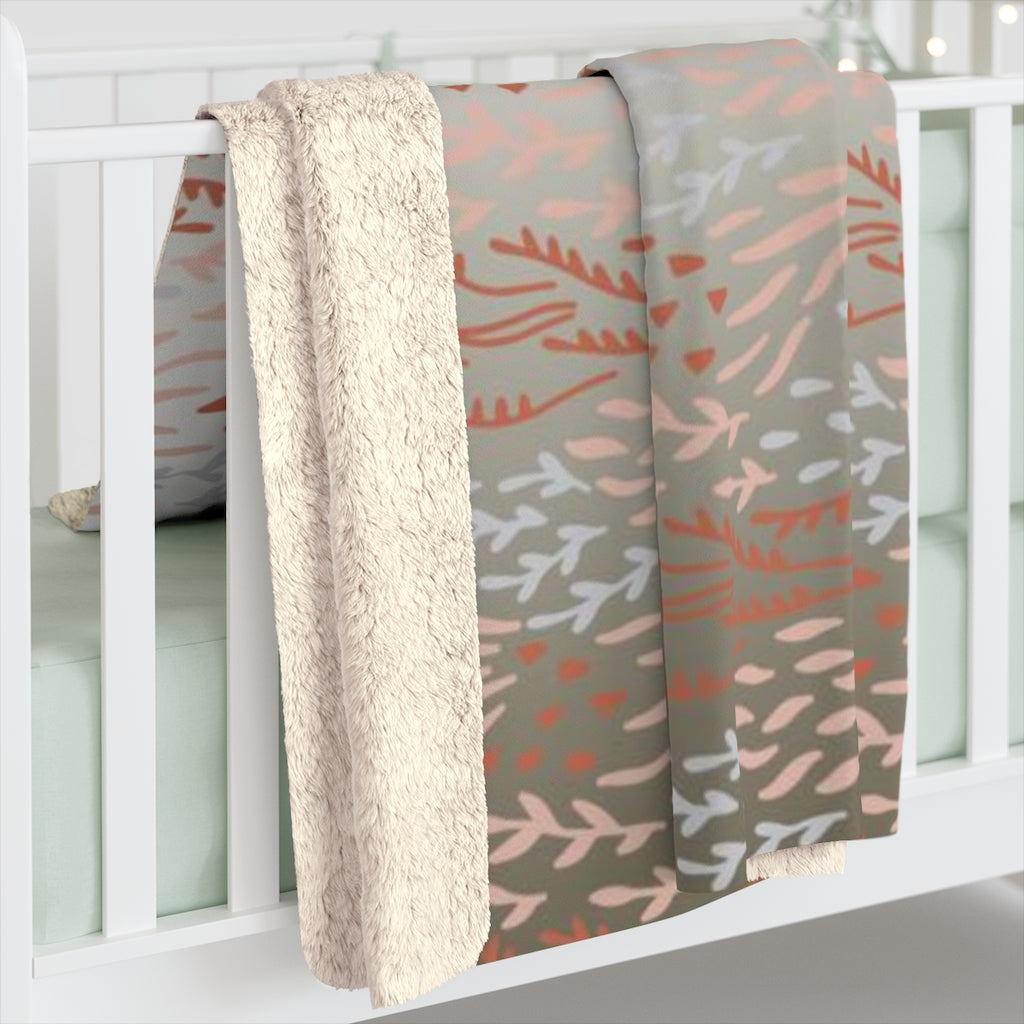 Floral Comfy Blanket | Beige White Gradient Leaves