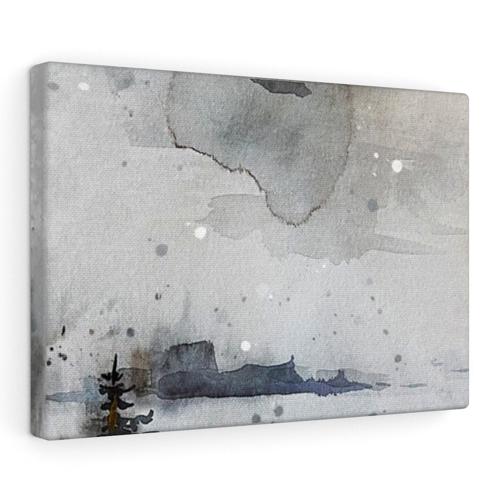 WHIMSICAL WALL CANVAS ART | Grey Navy Blue Black Lake