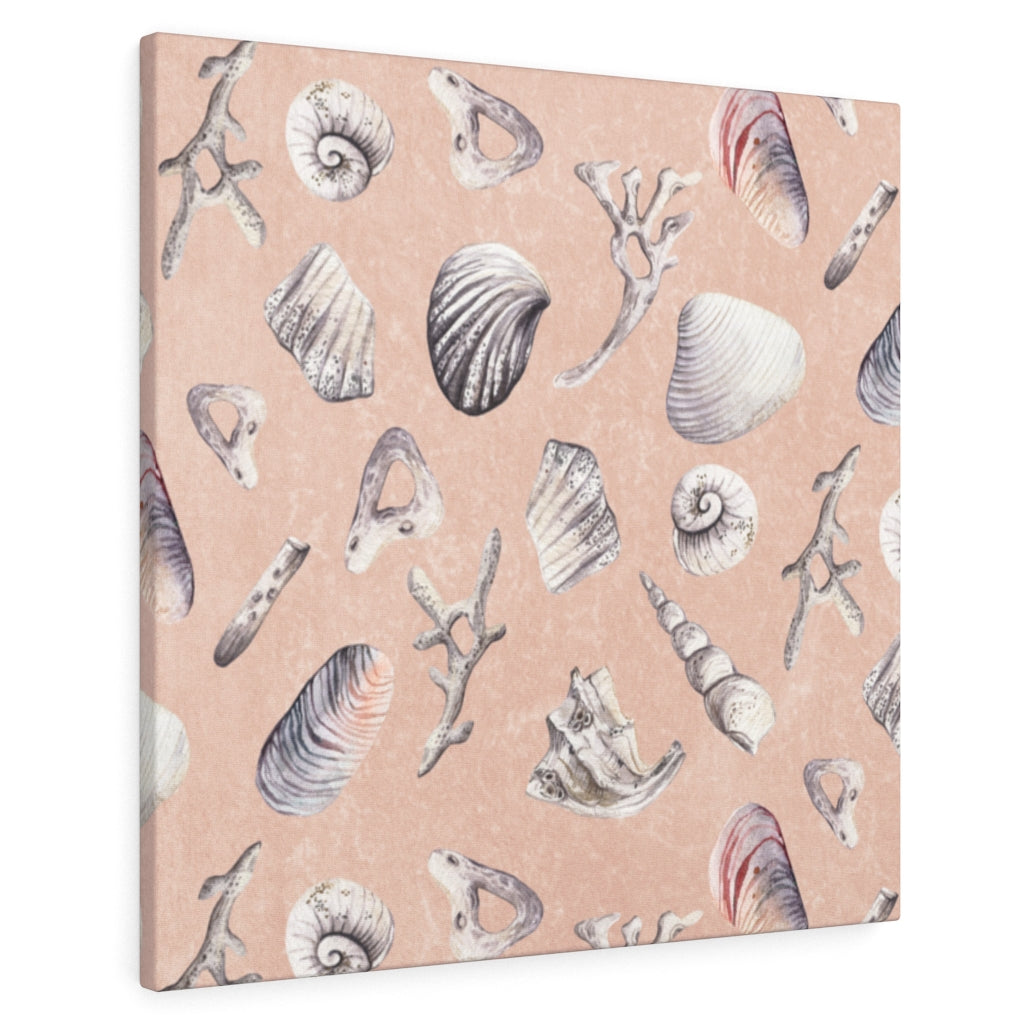 WHIMSICAL CANVAS ART | Pink Blue Seashells