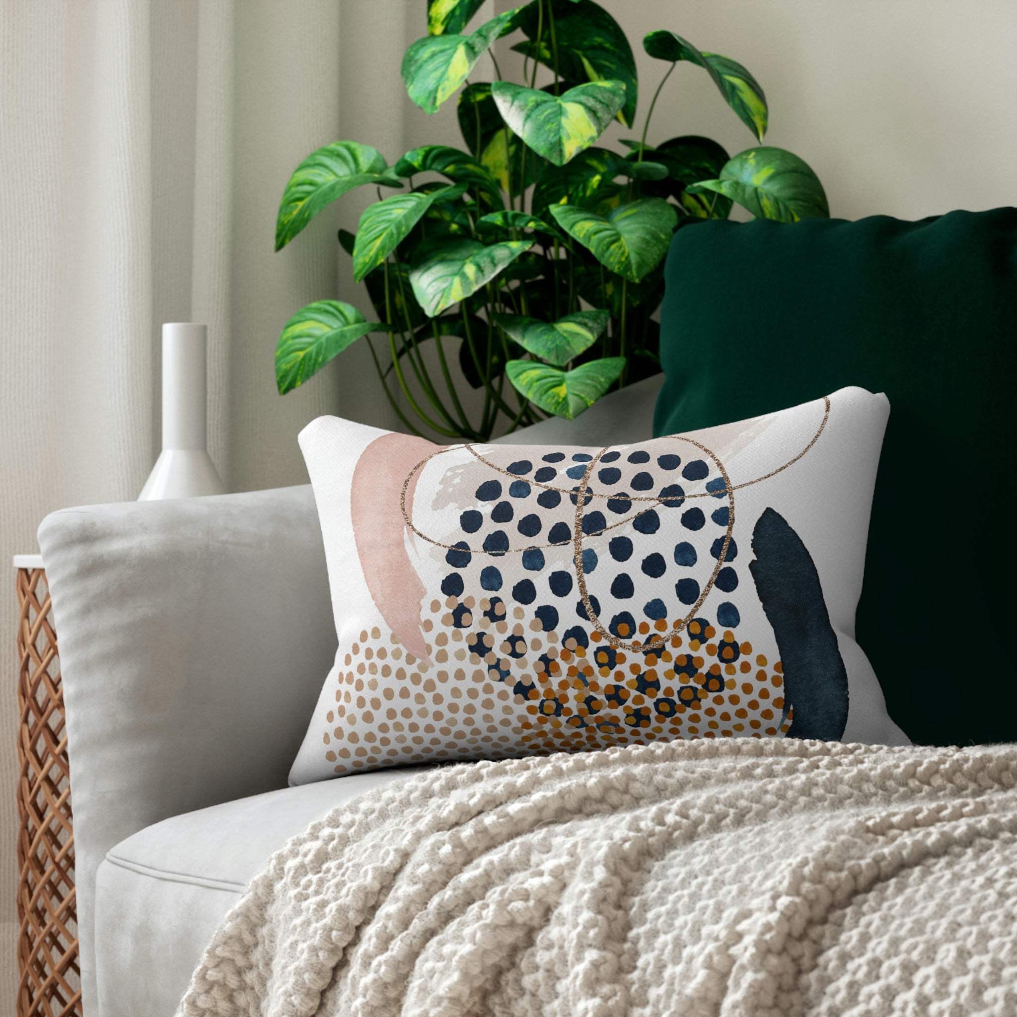 Abstract Lumbar Pillow | Navy Blue Rust