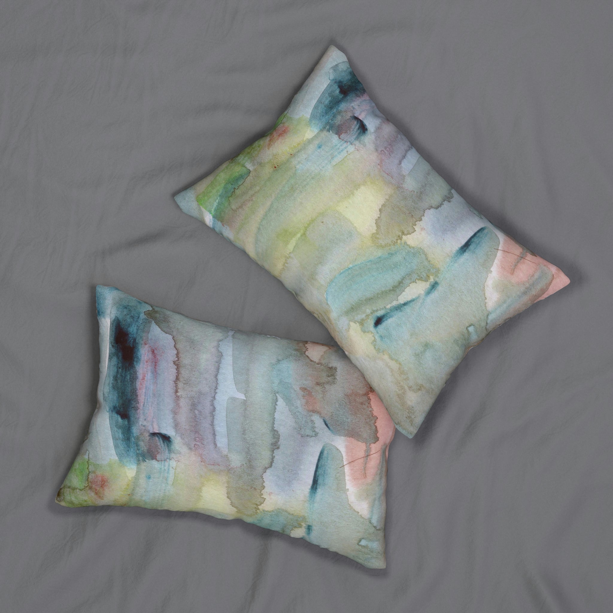 Abstract Lumbar Pillow | Pastel Spring Watercolor