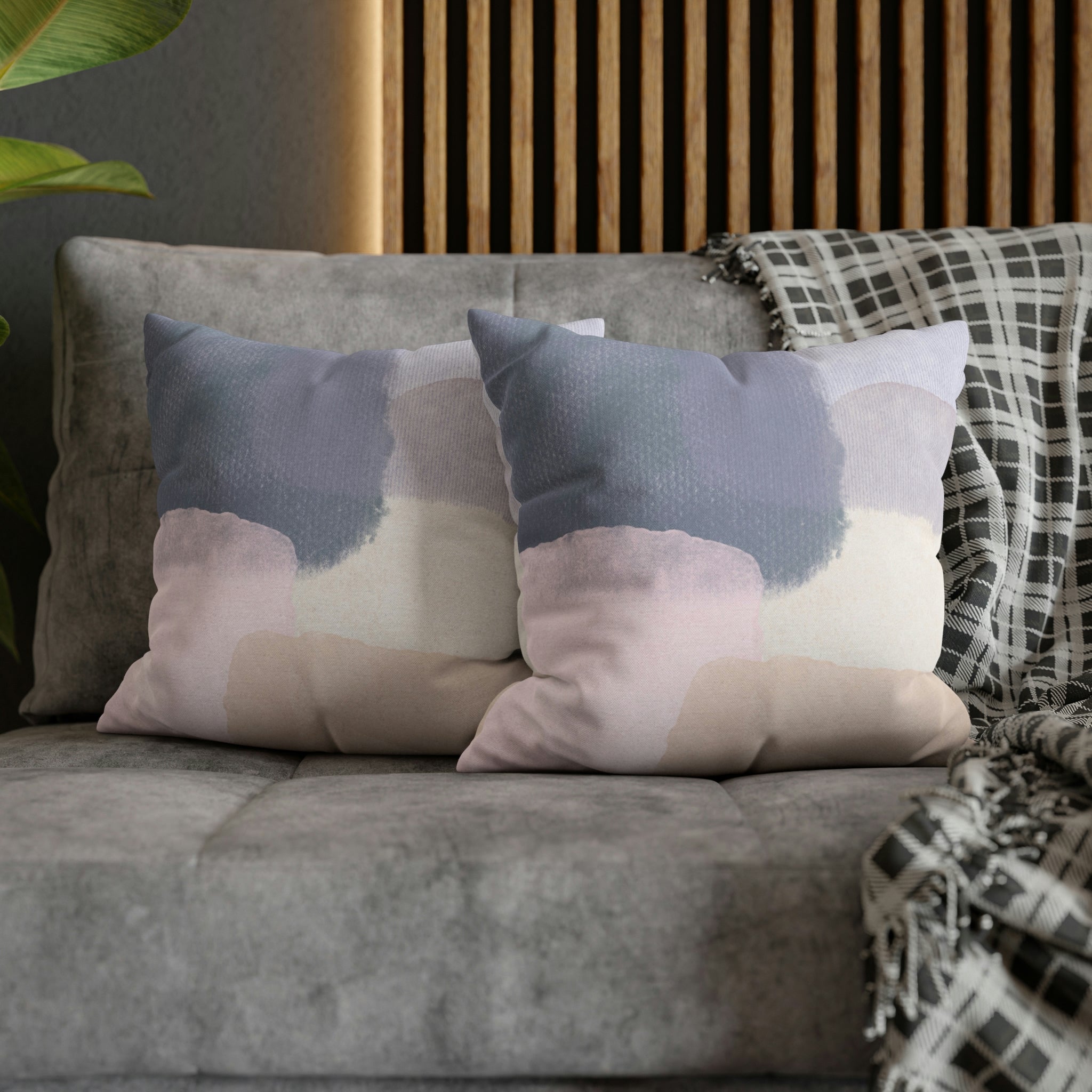 Abstract Boho Pillow Cover | Grey Blue Cream Pink