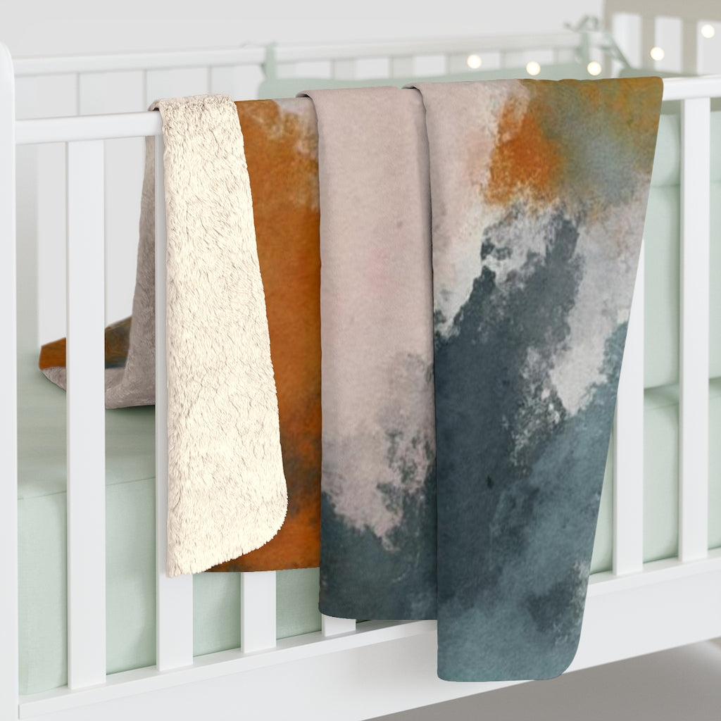 Acrylic Comfy Blanket | Rust Blush Pink Blue