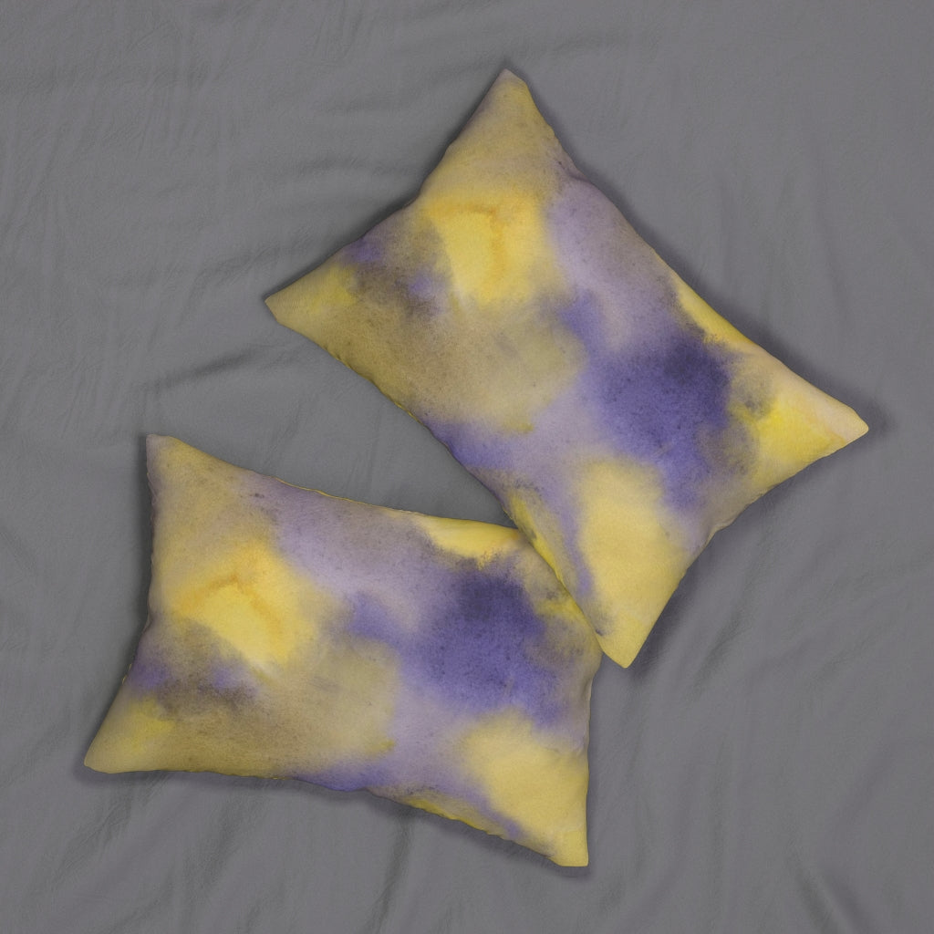 Abstract Boho Lumbar Pillow | Yellow Purple