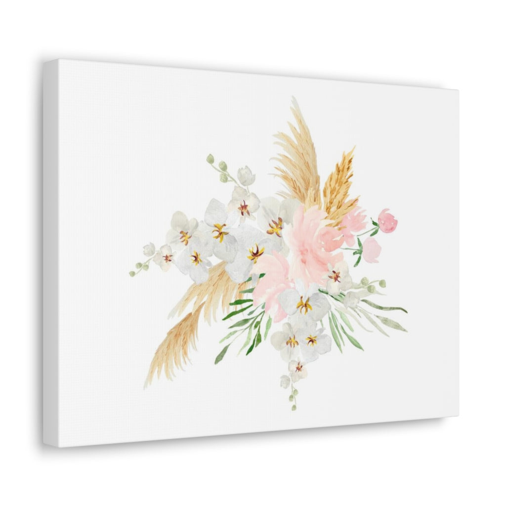 Floral Canvas Wall Art | White Tropical Floral