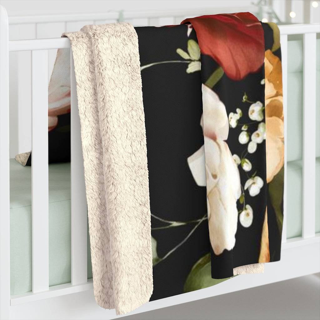 Floral Comfy Blanket | Red Black Flowers