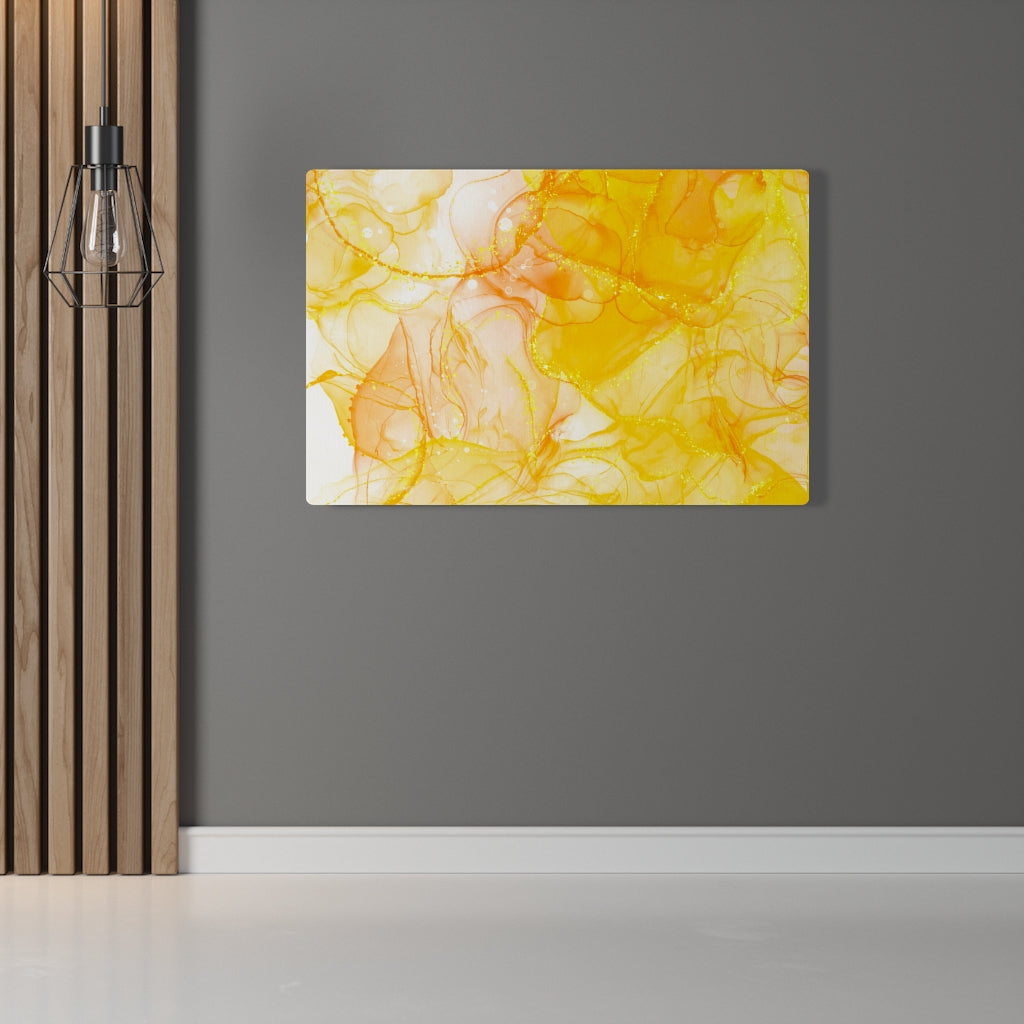 Abstract Canvas Art | Canary Yellow White