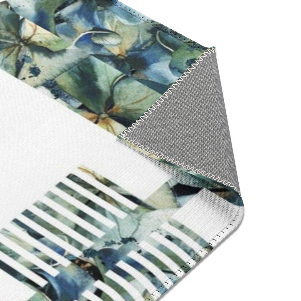 Geometric Area Rug | Floral Blue Green Shapes