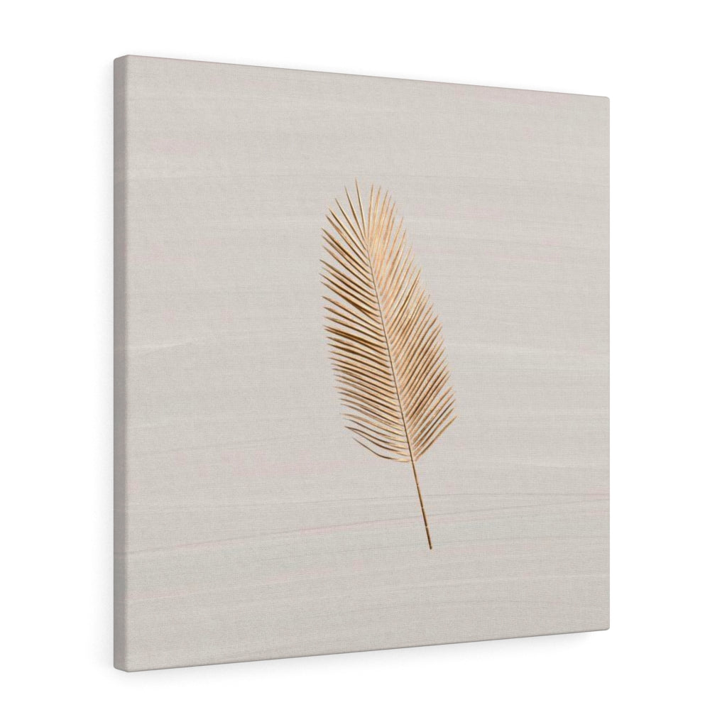 Modern Wall Canvas Art | Beige Gold Feather