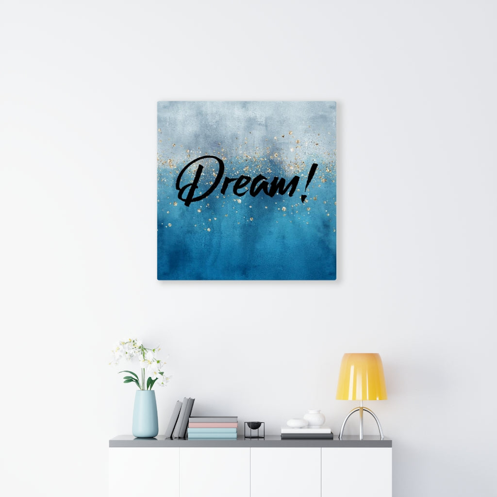 WITH SAYING WALL CANVAS ART | Grey Blue Gold | Dream