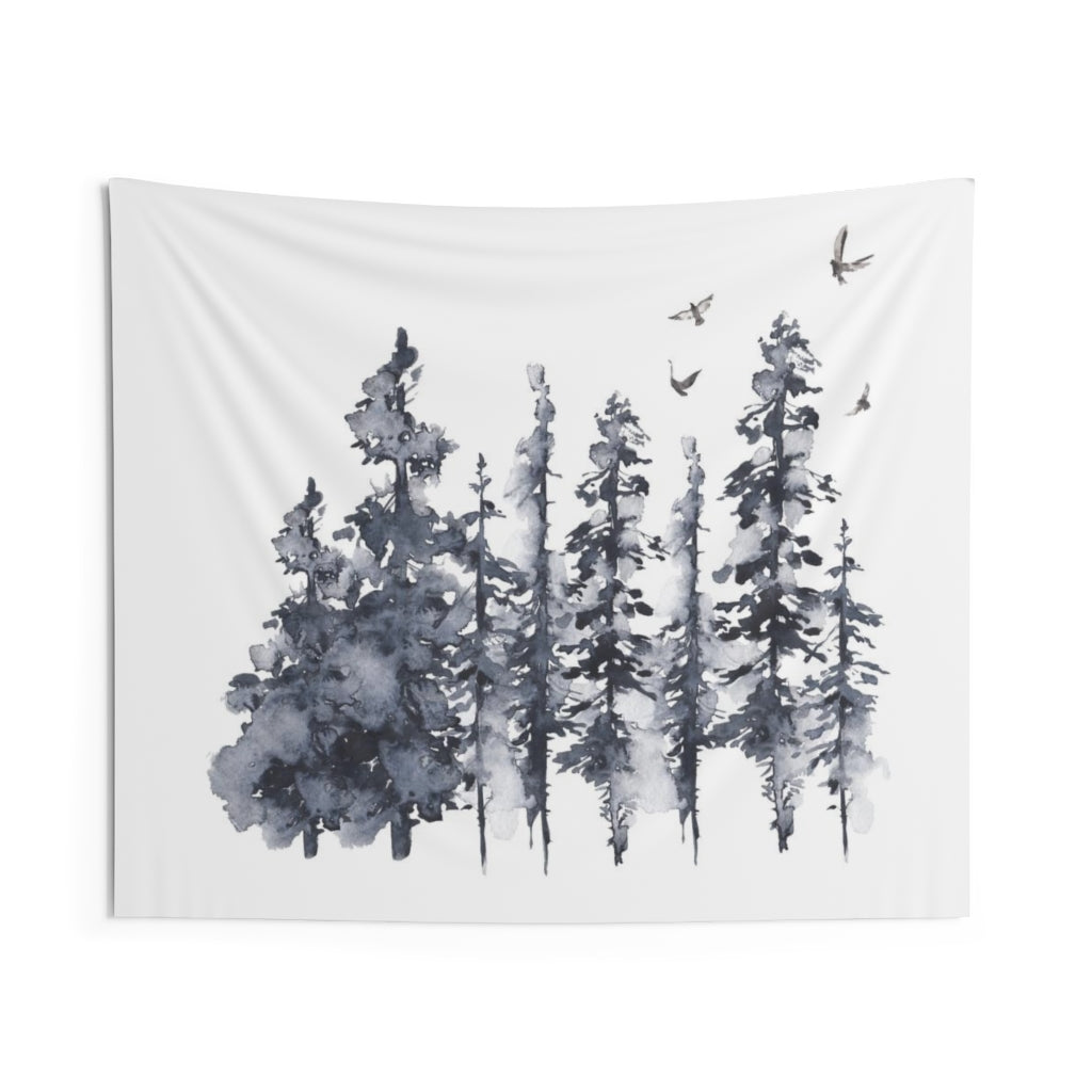 Floral Tapestry | White Indigo Blue Forest