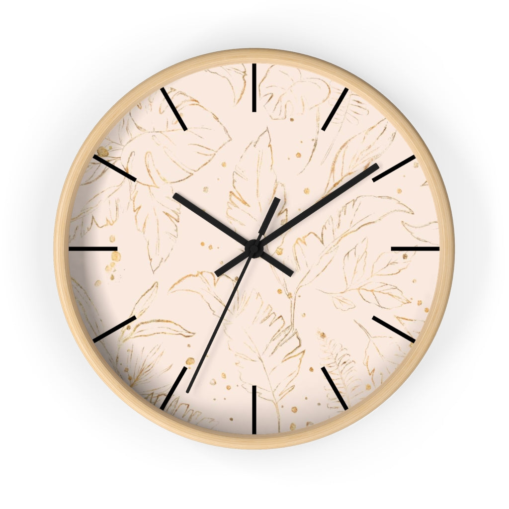 Floral 10" Wood Wall Clock | Blush Pink Gold