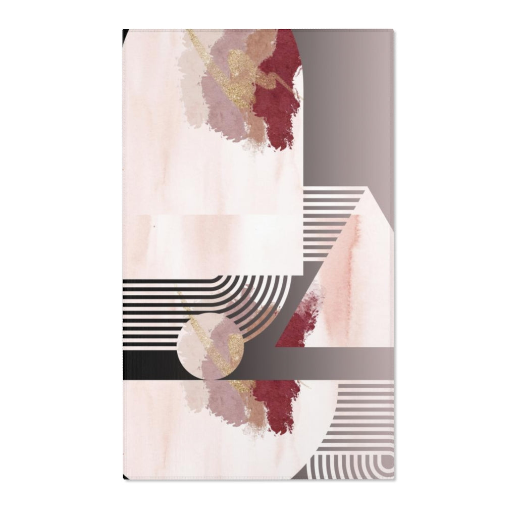 Geometric Area Rug | Black Blush Pink Shapes