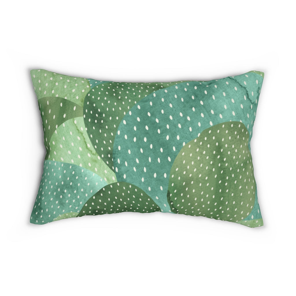 Abstract Boho Lumbar Pillow | Green Cactus