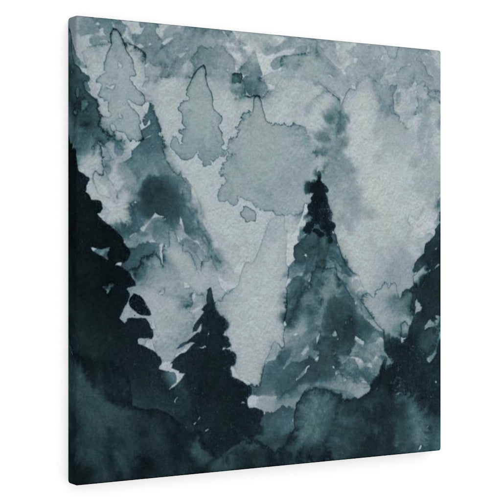 FLORAL WALL CANVAS ART | Indigo Blue Watercolor Forest