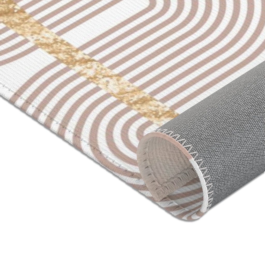 Geometric Area Rug | Green Beige Gold Shapes