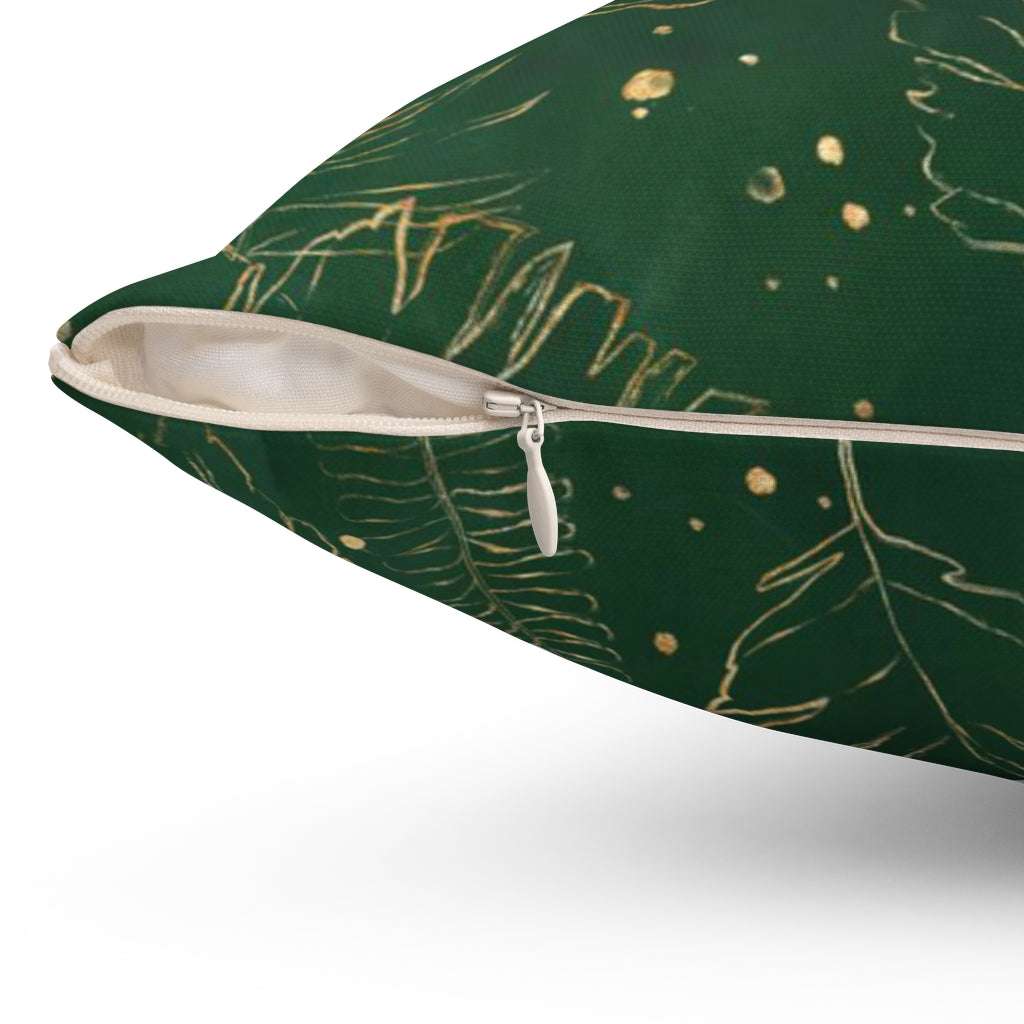 Floral Boho Pillow Cover | Emerald Forest Green