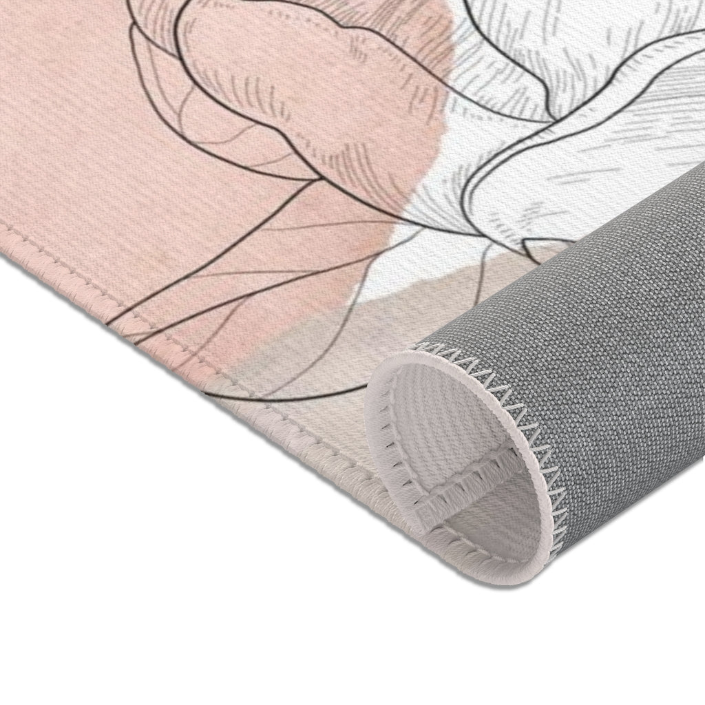 Abstract Area Rug | Blush Pink Beige Floral