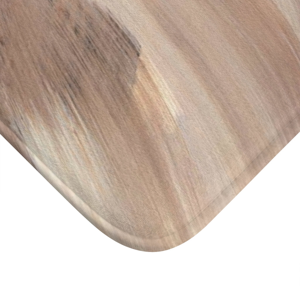 Cute Boho Bath Mat | navy blue beige | abstract brush strokes