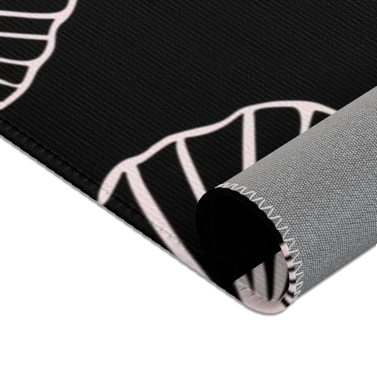 Ginkgo Floral Area Rug | Black Blush Pink