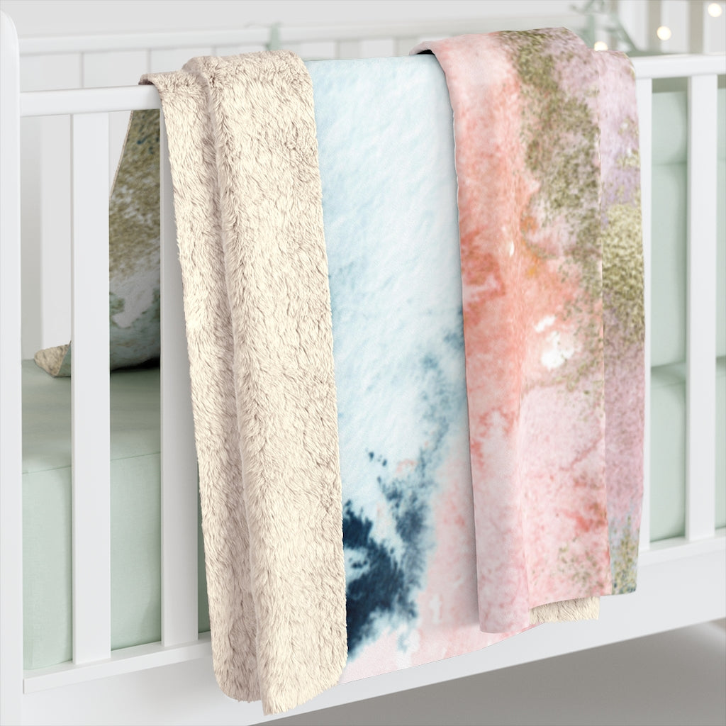 Blush Pink Navy, Fancy Gold Ombre, Lavender Abstract Blanket