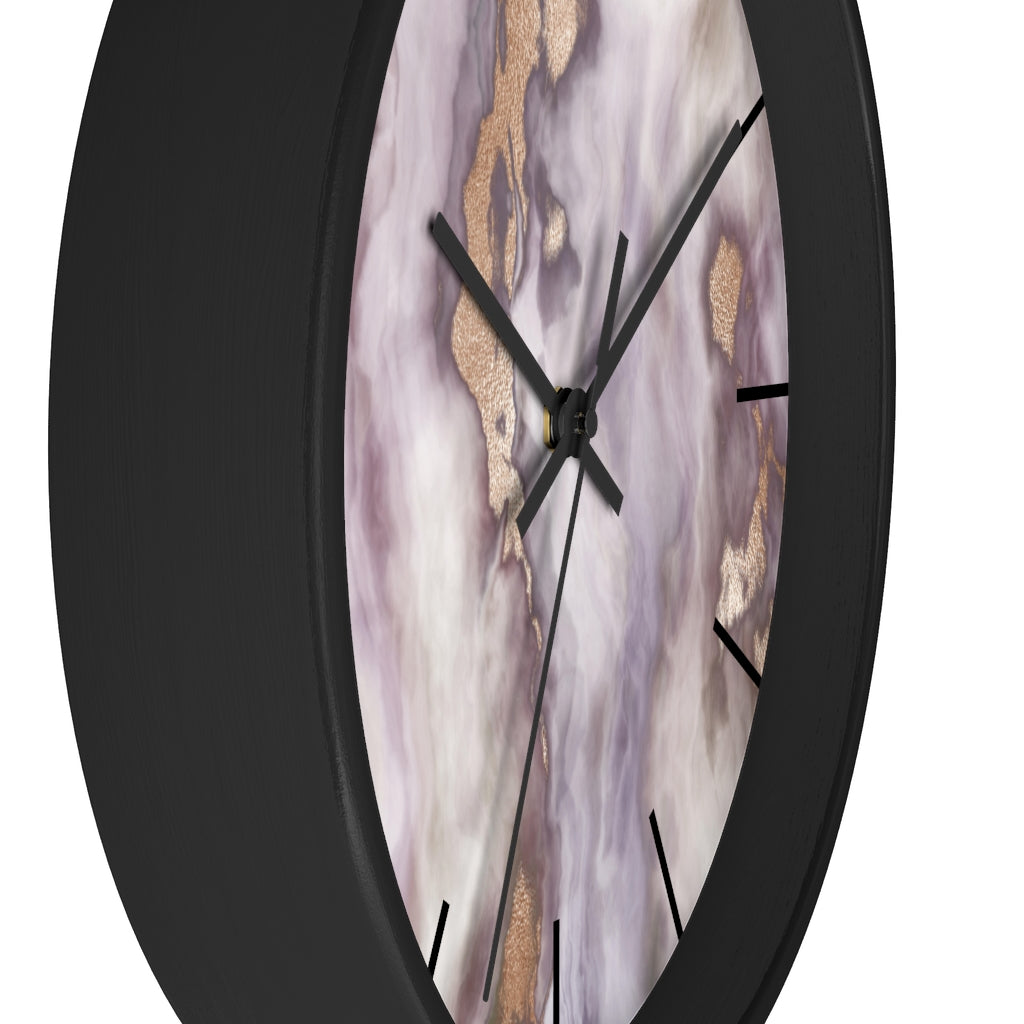 Marble Print, Lavender Wood Wall Clock 10"