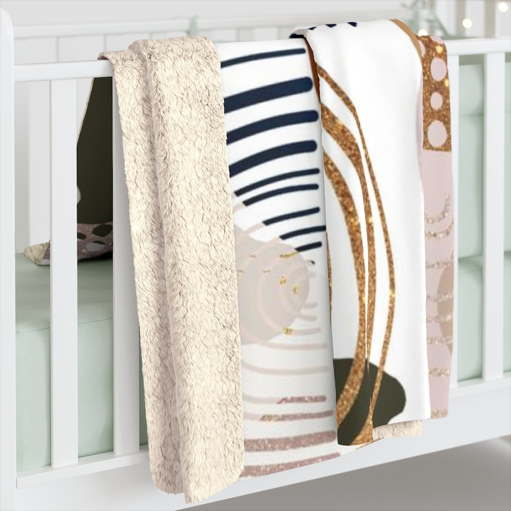 Abstract Comfy Blanket | White Beige Gold