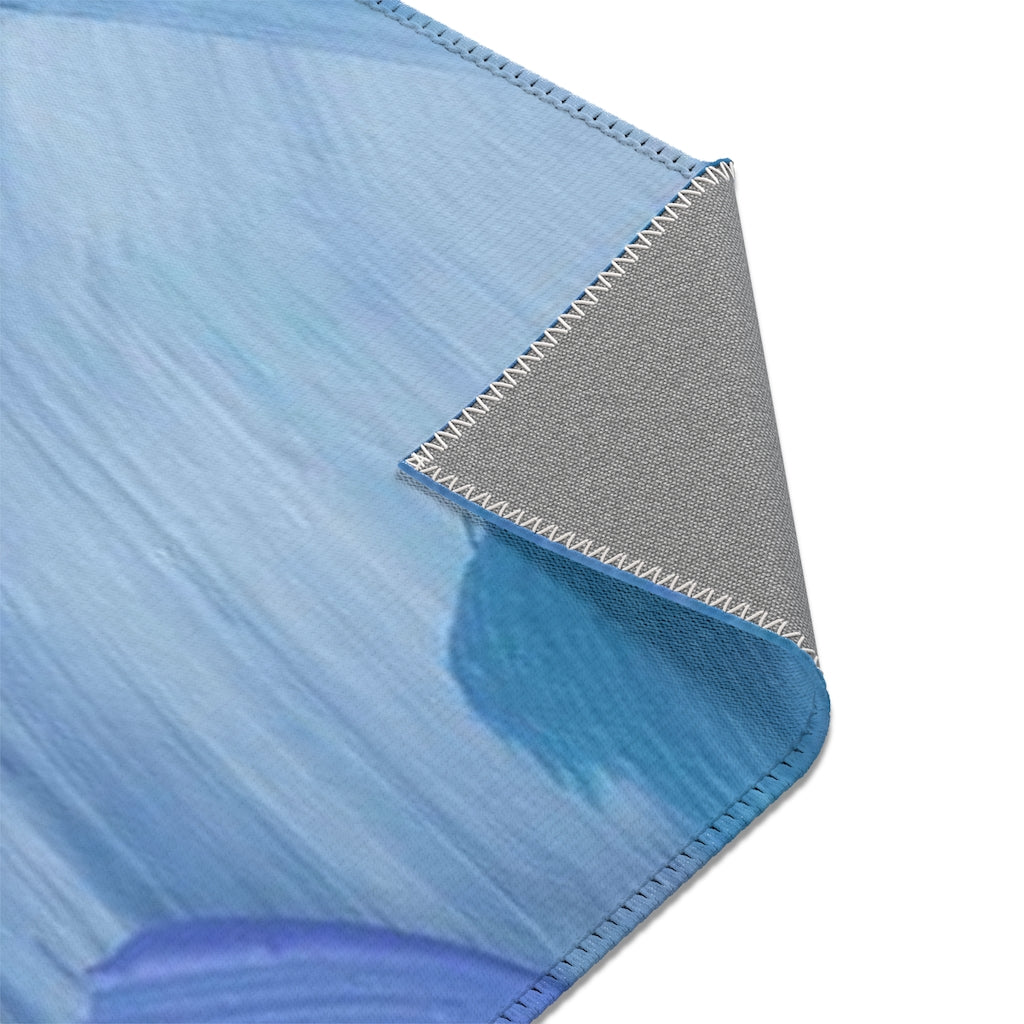 Abstract Area Rug | Blue White Lavender Acrylic