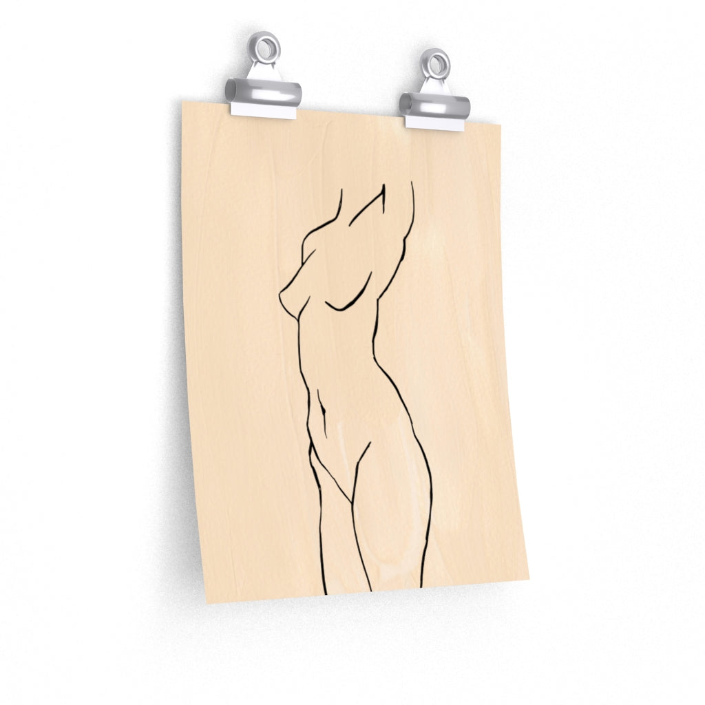 Female Art | Light Beige Black Art Print | Poster