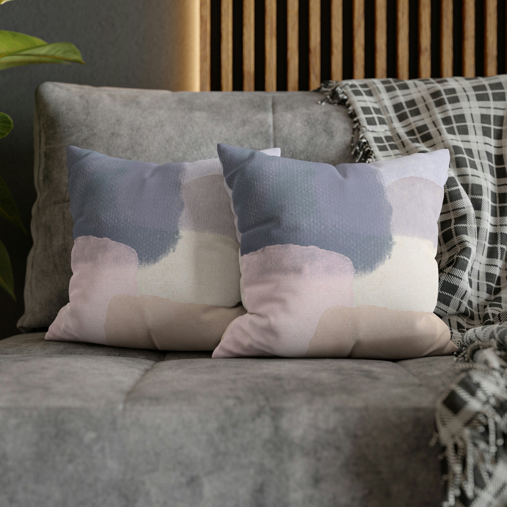 Abstract Boho Pillow Cover | Grey Blue Cream Pink