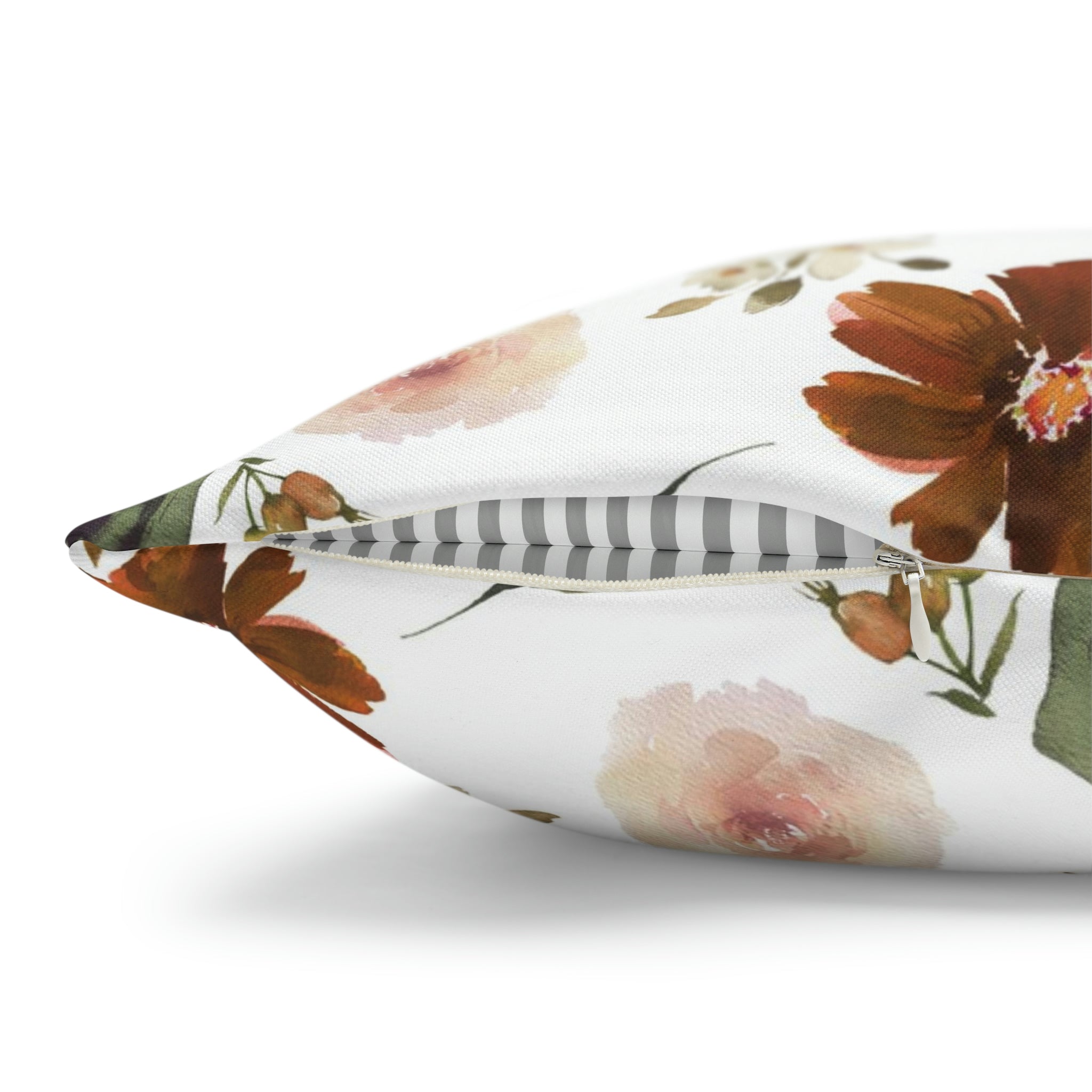 Floral Pillow Cover | Sage Green, Brown Beige, White