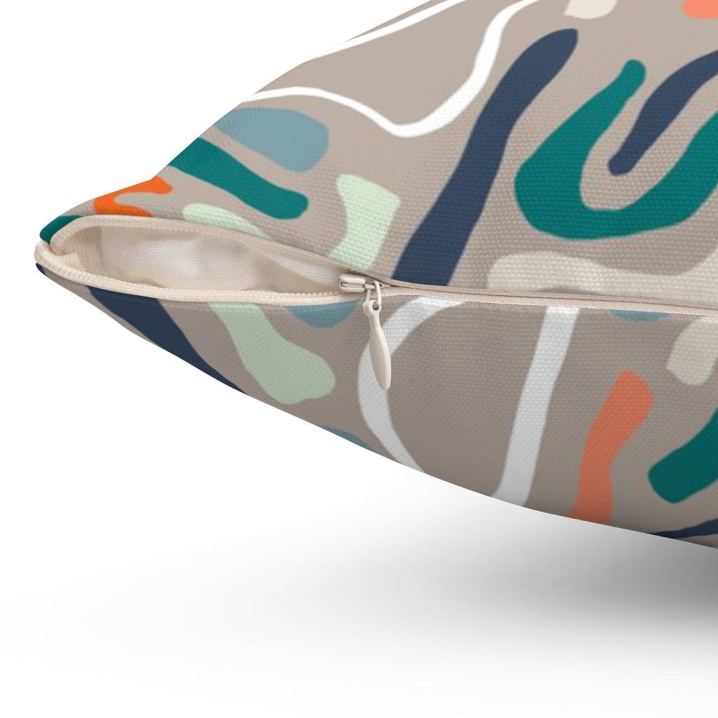 Abstract Pillow Cover | Grey Green Orange White