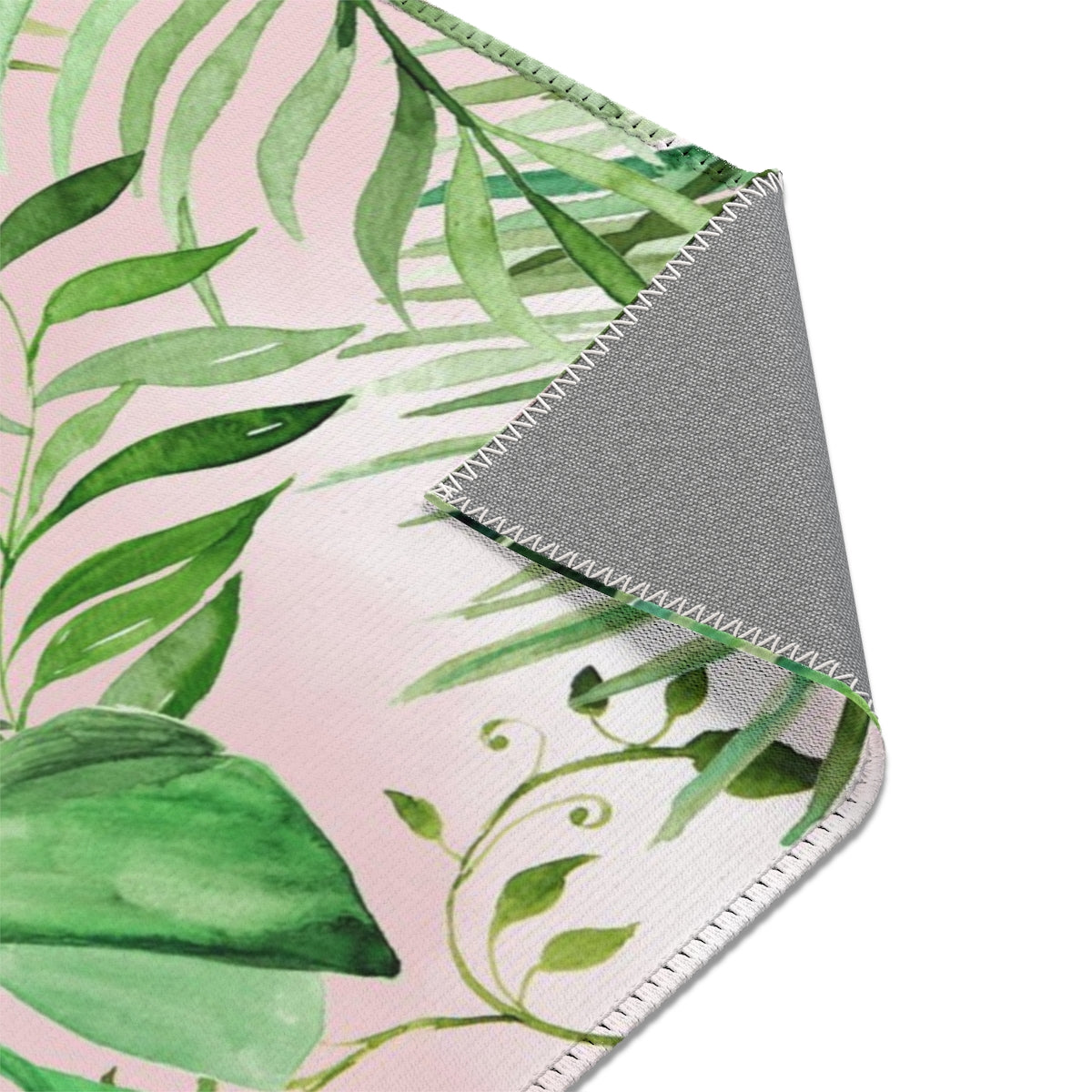 Floral Area Rug | Blush Peach Jungle Leaves