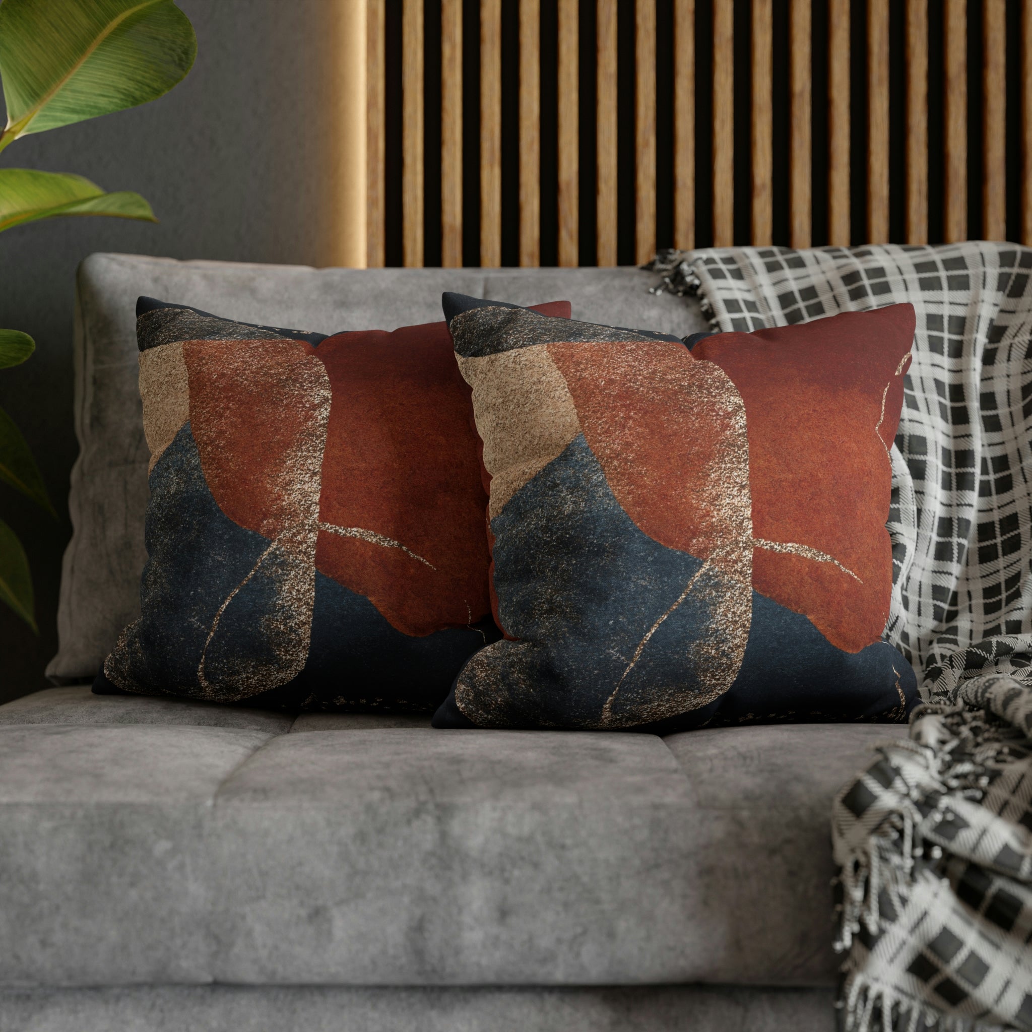 Abstract Boho Pillow Cover | Rustic Navy Gold
