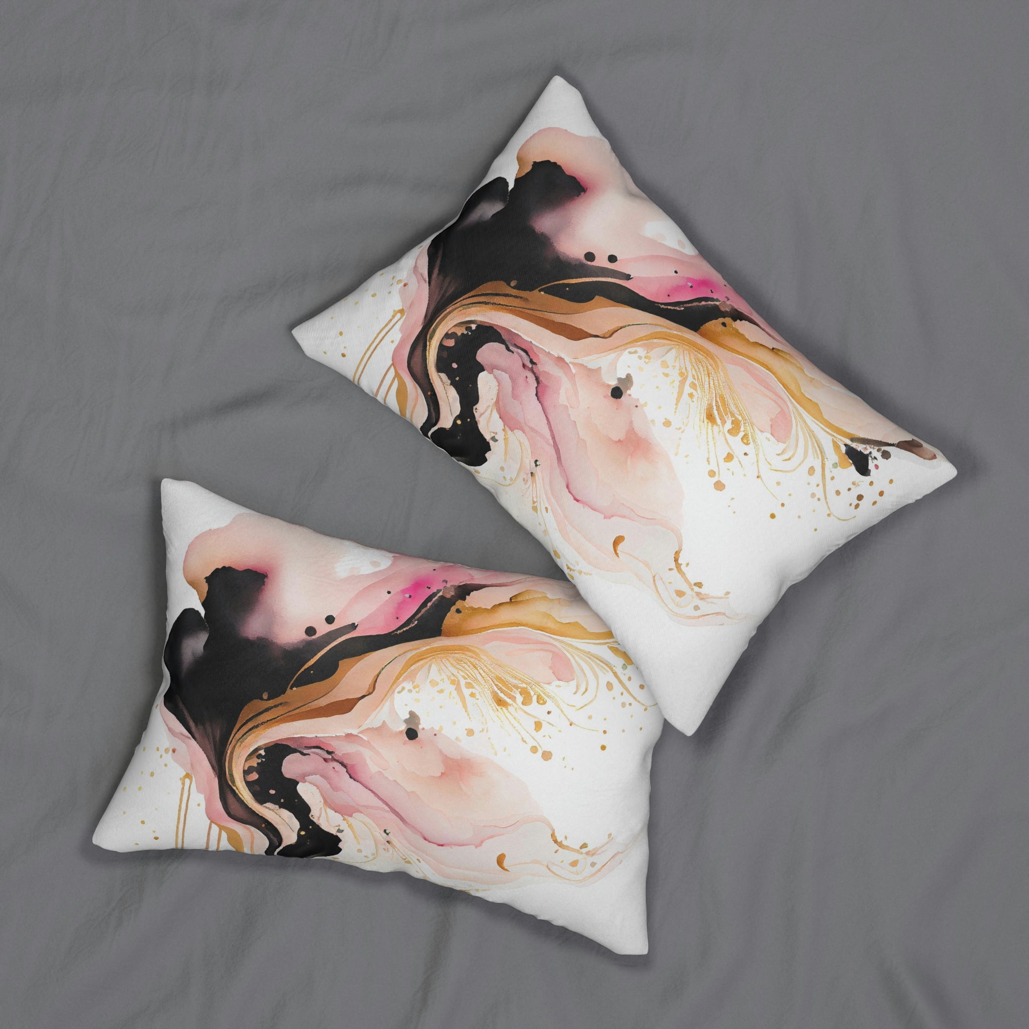Abstract Lumbar Pillow | White Black Pink