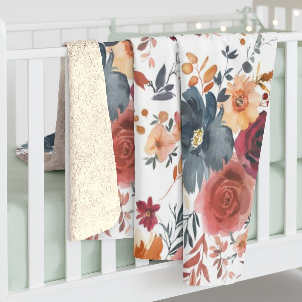 Floral Comfy Blanket | Autumn Red Blue