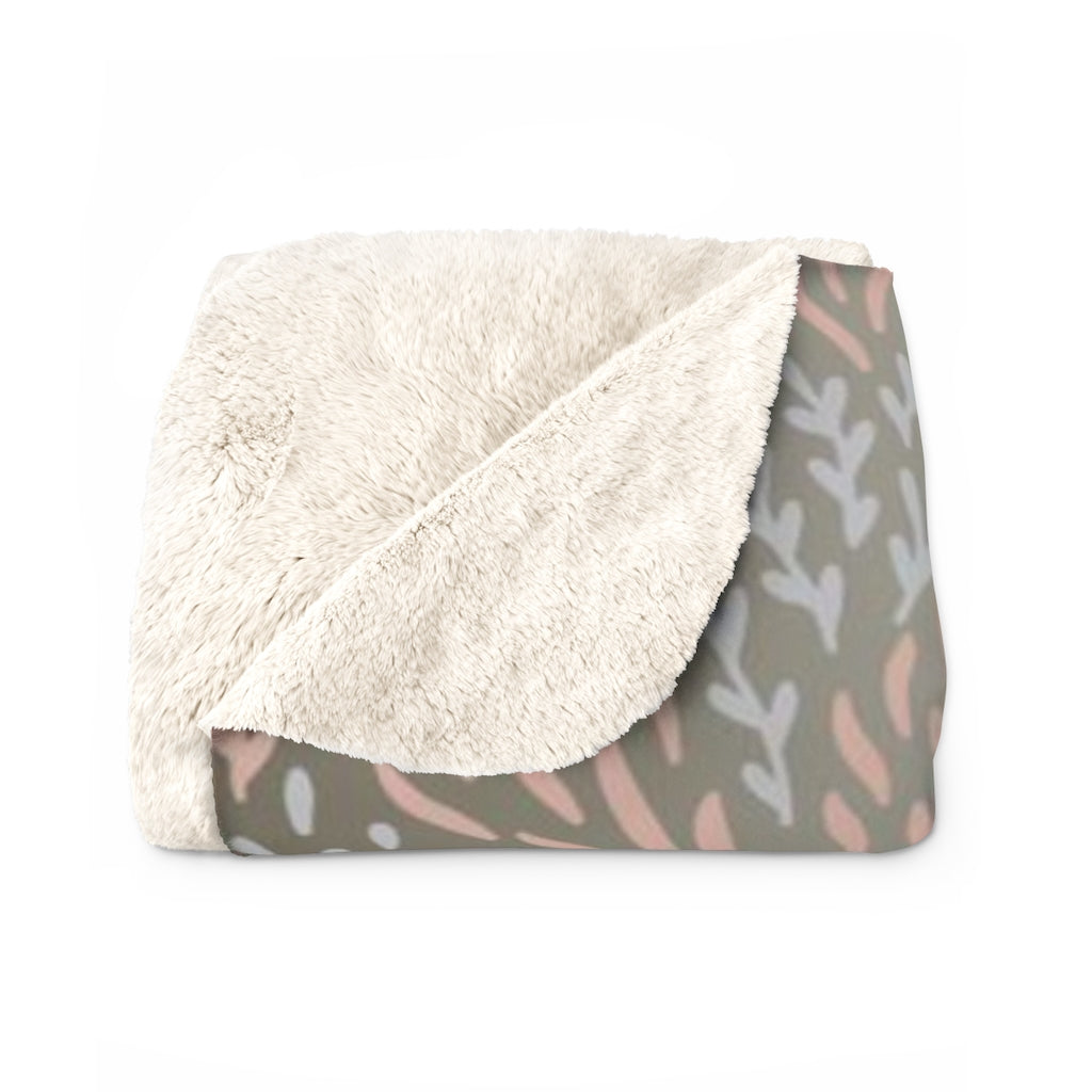 Floral Comfy Blanket | Beige White Gradient Leaves