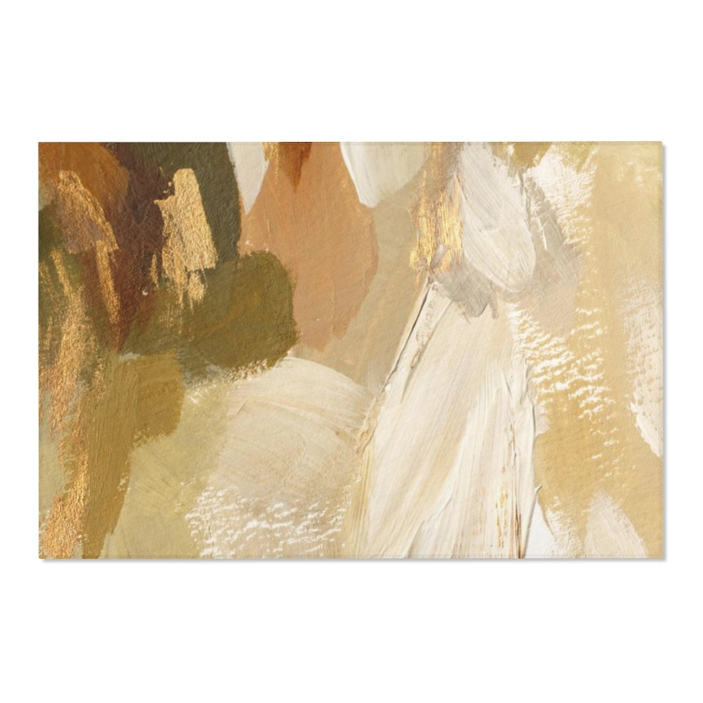 Abstract Area Rug | Cream Green Beige Gold Acrylic