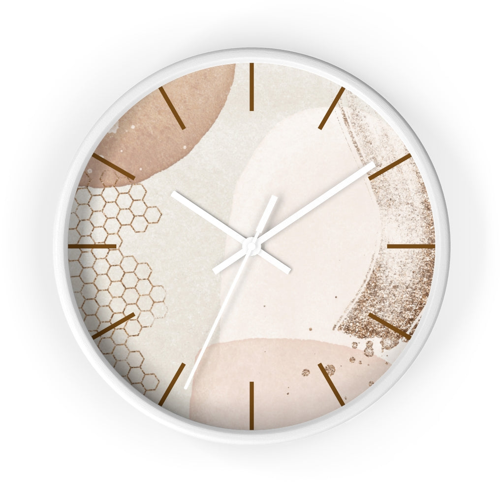 Wood, Wall Clock, Beige and Ivory 10"