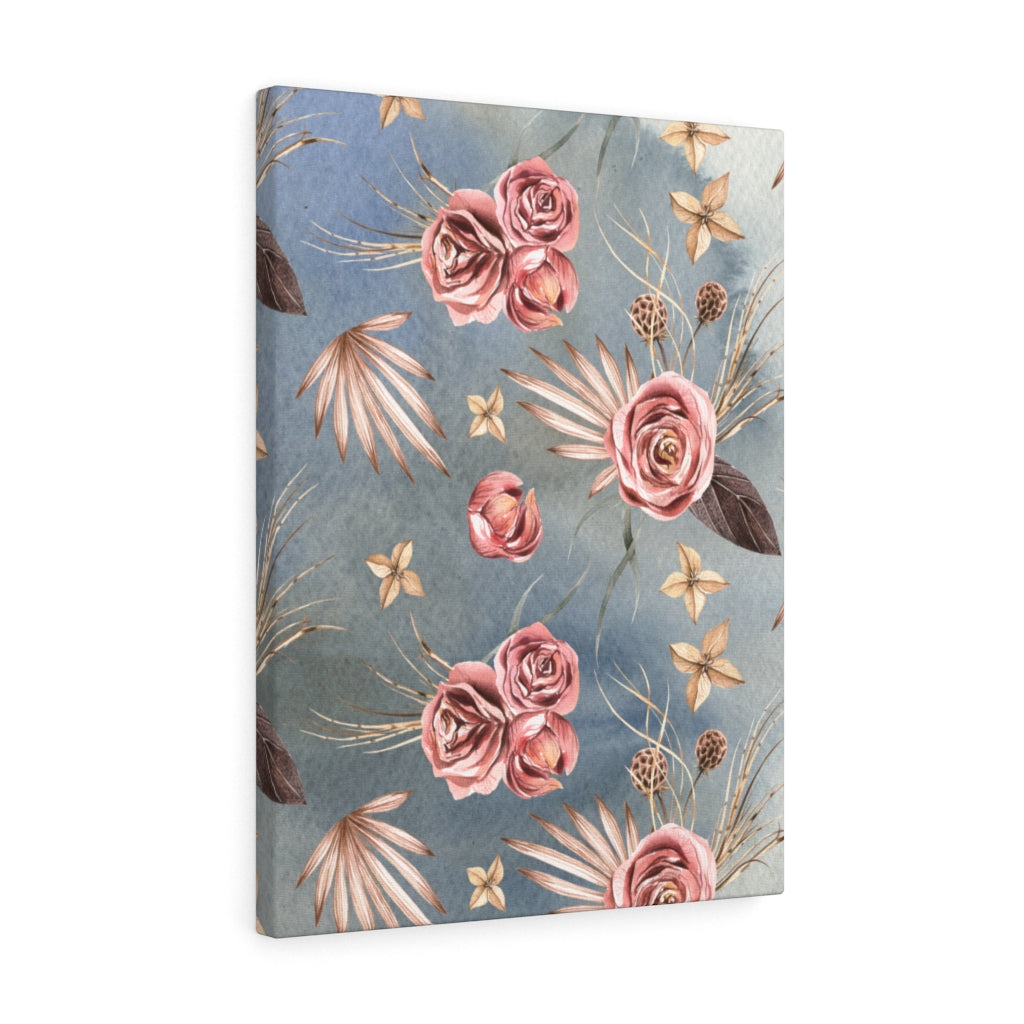 FLORAL CANVAS ART | Beige Blue Pink Roses